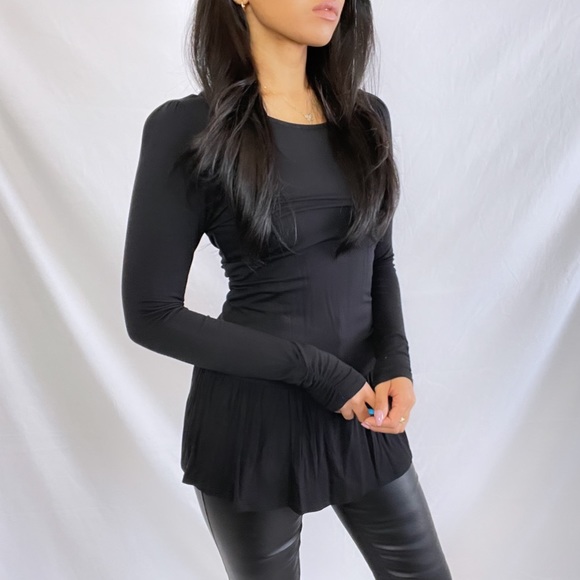Arden B Tops - Arden B | Black Long Sleeve Tunic Top